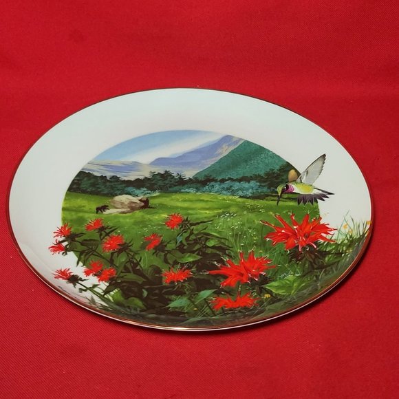 VTG Decorative Plate Royal Windsor Bee Balm Wildflowers of the South Gold Trim - Picture 6 of 12